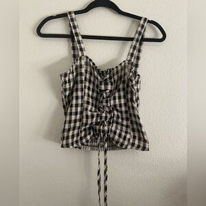 Tinsel Plaid checkered Top Tie Lace Up Goth Whimsical